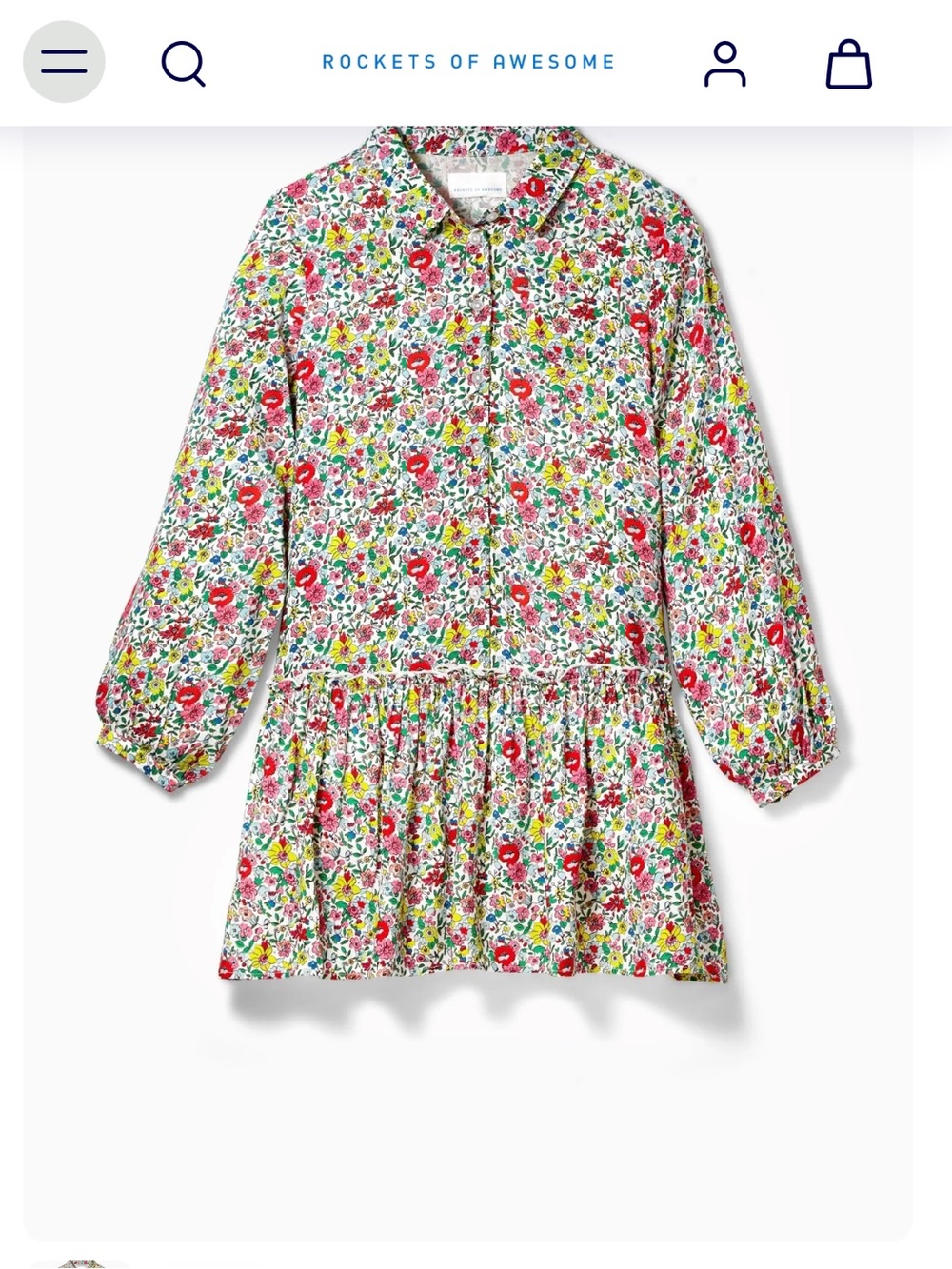 Girls Floral Shirt Dress with Bright Multicolor Blooms